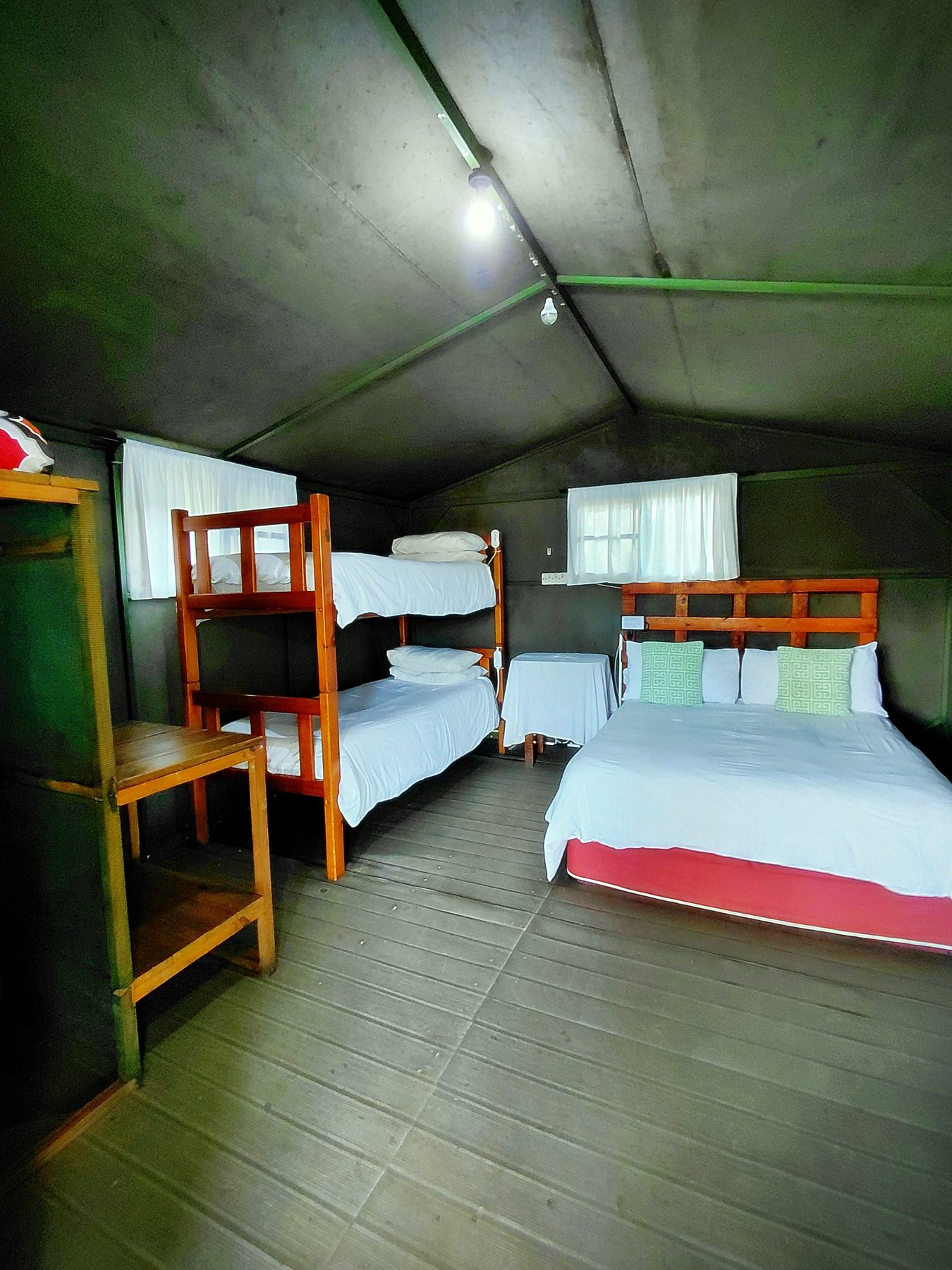 Second view of the beds inside the four sleeper tent